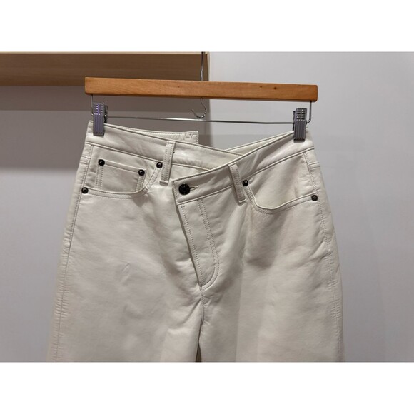 NWT AGOLDE Womens Sz 25 Lace White Leather Crisscross Waist Straight Pants Jeans - Picture 3 of 12
